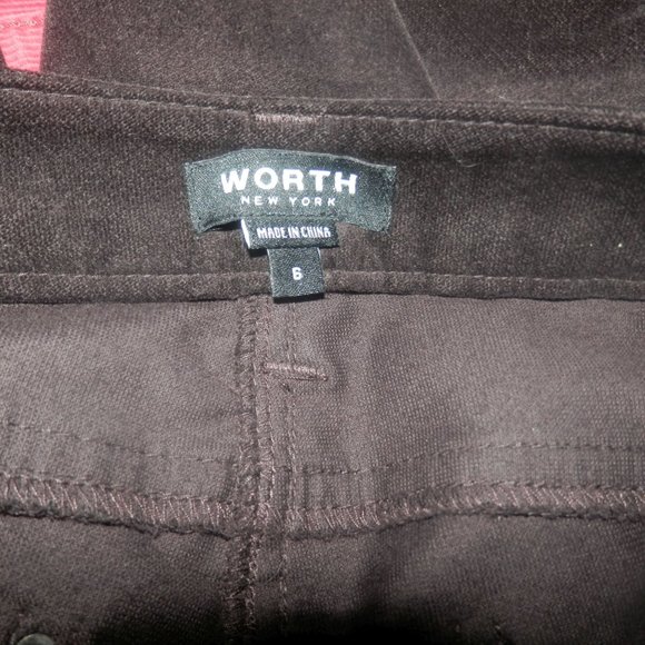Worth Pants Small Brown Velour Straight Stretch - Picture 5 of 5